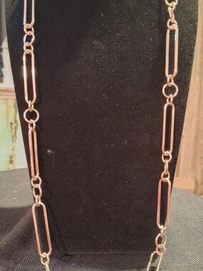 Ann Taylor Long Gold-Tone Rectangular Link Necklace